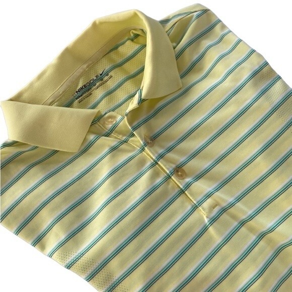 Nike Dry Fit Stripe Polo Shirt Short Sleeve Air Flow Mesh Breathable Wick Golf - Picture 2 of 15